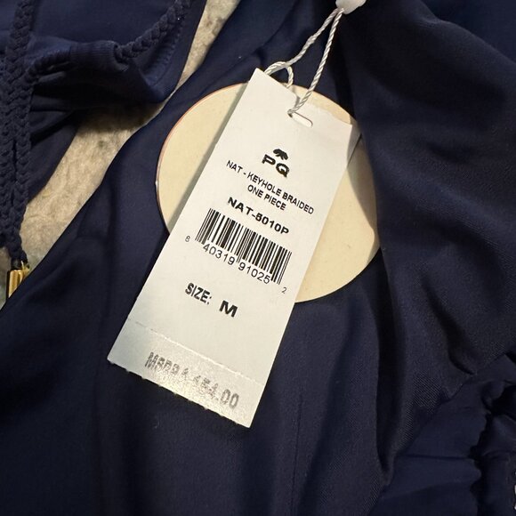 PQ SWIM {NWT} Keyhole Braided One Piece Swimsuit | Navy | Medium - Picture 7 of 11